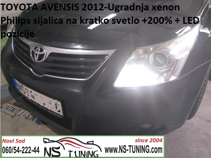 toyota avensis 2011 ugradnja jacih xenon sijalica trafo led t10 kratko svetlo pojacano novi sad tuning auto servis